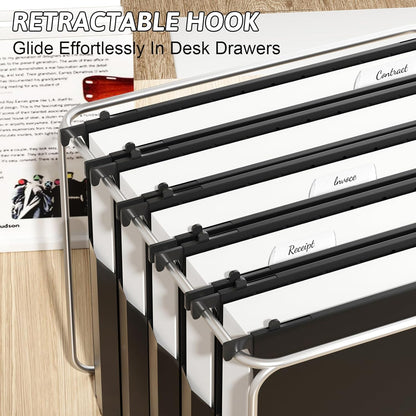 Plastic Extra Capacity Hanging File Folder Letter Size,12 Pack Reinforced Expandable Hanging Folders,Heavy Duty 2 Inch Expansion,Adjustable Tabs,Hanging Organizer Designed for Bulky Files(Gray)