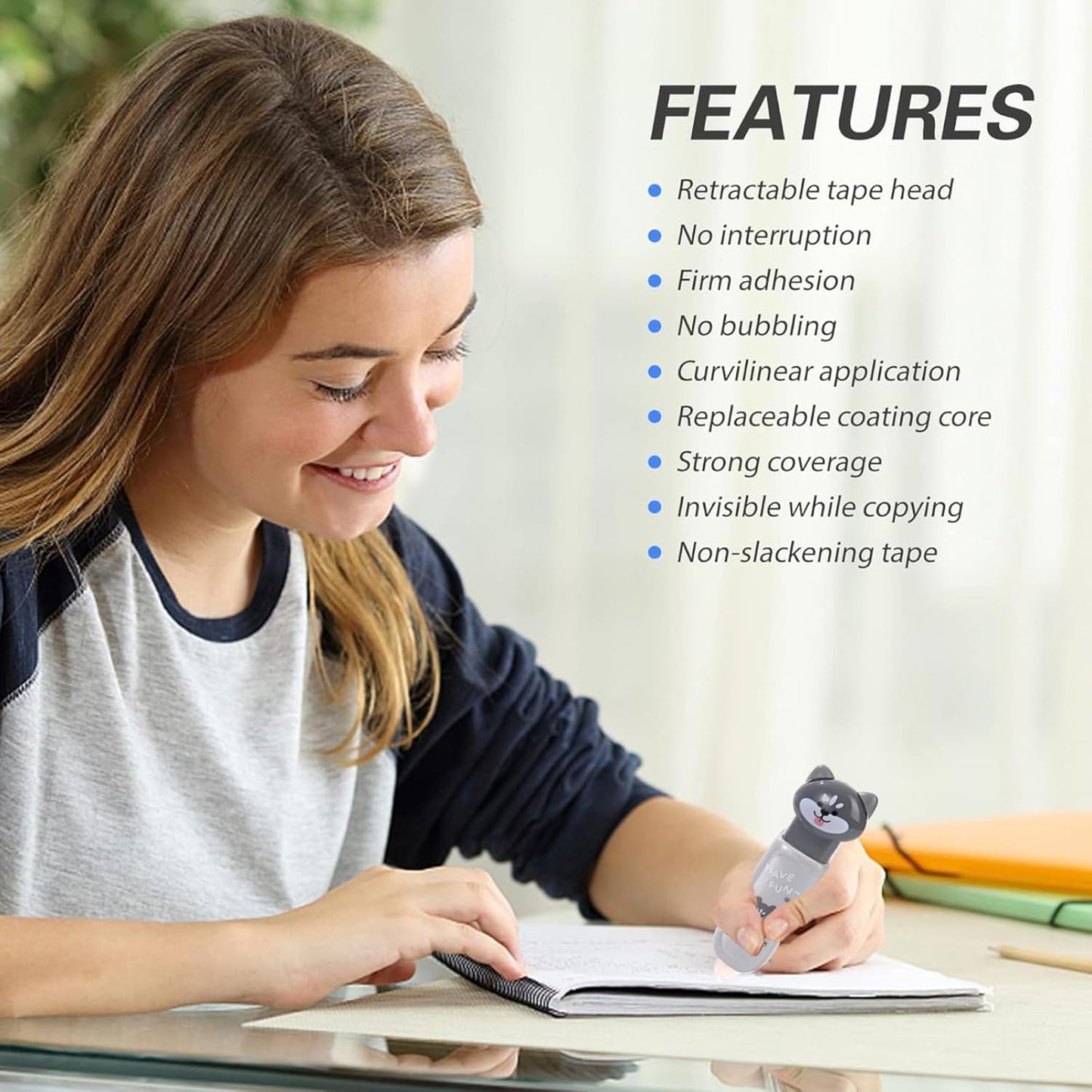 Correction Tape, Mini Retractable Correction Tape Pen, with Aesthetic Cute Cat Paw Applicator,for Back To School Office Supplies.