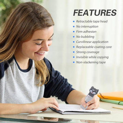 Correction Tape, Mini Retractable Correction Tape Pen, with Aesthetic Cute Cat Paw Applicator,for Back To School Office Supplies.
