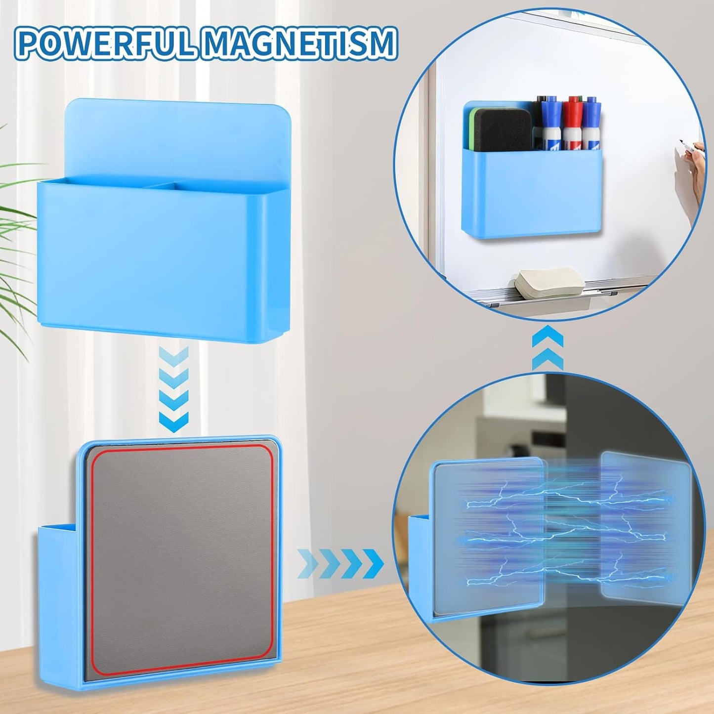 Camelmother 2Magnetic Marker Holder For Whiteboard Dry Erase Marker Holder For Office Refrigerator Fridge Classroom Must (black)