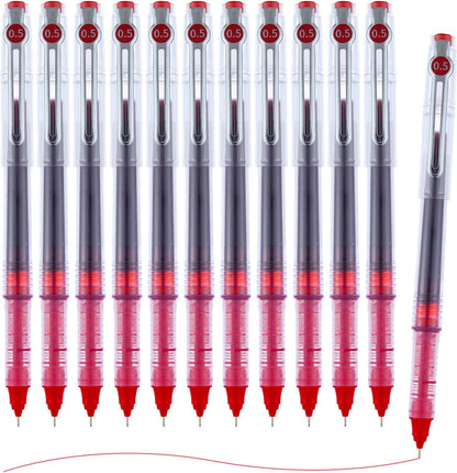 M&G Liquid Ink Rollerball Pens 12 Pcs, 0.5mm Black Ink Extra Fine Point Pens, Quick Drying Ink Fine Tip Roller Ball Pens with Plug-In Cover & Anti Slip Grip for Smooth Writing Office School Home Gift