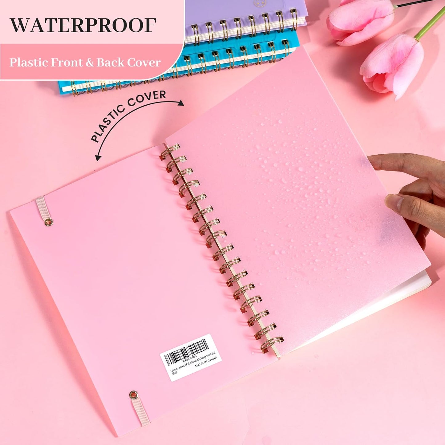 Yoment Graph Paper Spiral Notebook A5 Graphing Notebook 160 Pages Graph Paper Notebook Spiral Bound Waterproof Plastic Hardcover Spiral Journal 5x7 Grid Notebooks for Note Taking,Black