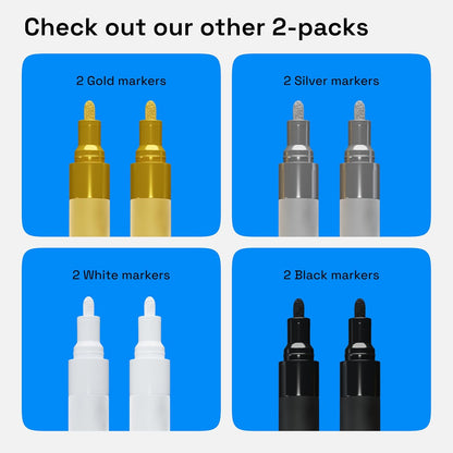 ARTISTRO 2 Gold Acrylic Paint Markers - 0.7mm Extra Fine-Tip Metallic Paint Pens - Perfect for Crafting, Art Projects, & More