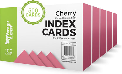 THREE LEAF 3 X 5, INDEX CARDS RULED, 100 CT. WHITE, Ruled Flash Cards, Study Card, Memo Pad, For To-Do List, Art And Craft Projects