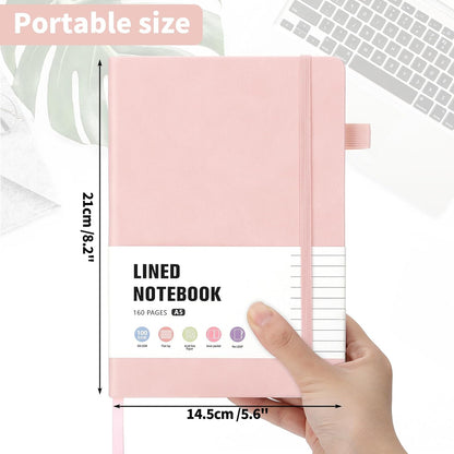 Thboxes 80 Sheets Lined Journal Notebook, 5.7" X 8.3" Hardcover Executive Notebook for Student Worker Women Men, Notepads Journals for Writing Travel & Organization, Nurses Week Gifts, Pink