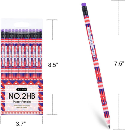 ECOTREE Pencils #2 Pre-Sharpened Pencils for Kids Number 2 Pencil with Erasers for School, Writing, 12 Count