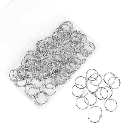 Loose Leaf Binder Office Book Rings 1-Inch（100 Pack）, with Metal Nickel Plated for Key,for Index Cards and School，Sliver