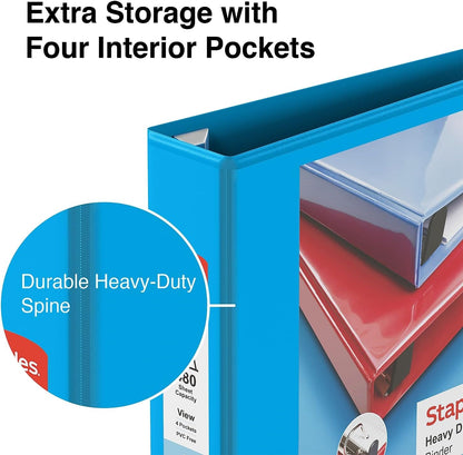 Staples Heavy-Duty 2-Inch D-Ring View Binder, Reinforced Spine, Holds Up to 450 Sheets, Gray, for Office & School