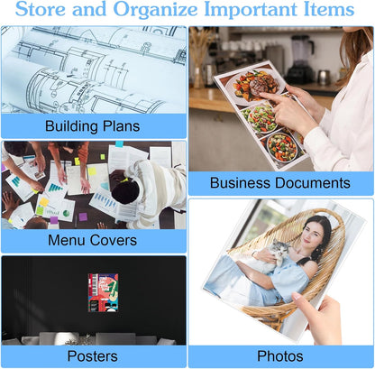 20 Pcs 8.5 x 11 Rigid Clear Toploaders - PVC Document Sheet Protectors, Plastic Sleeves for Papers, Photos, and Menu Covers, Birth Certificate Protector