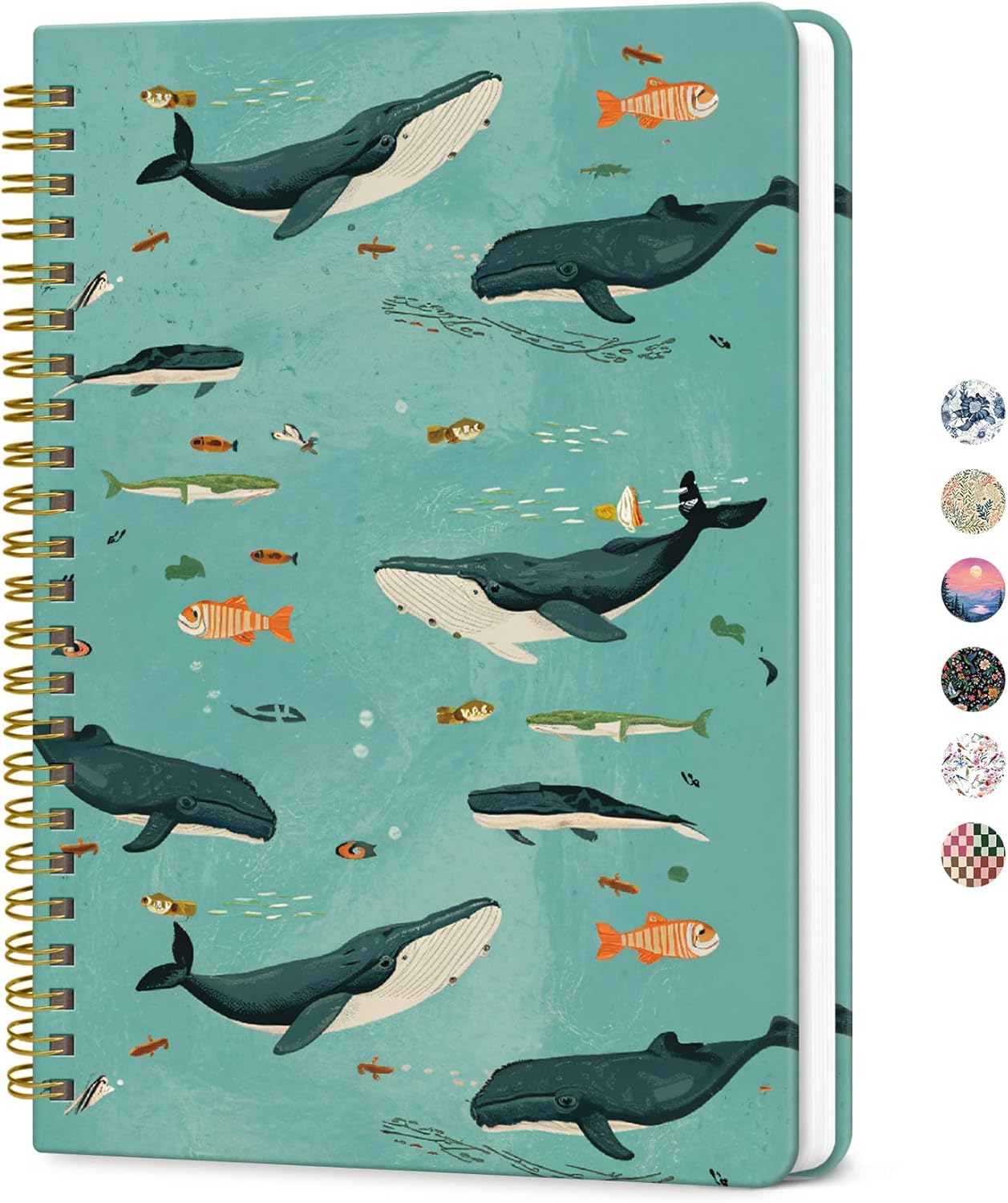 ZOTIA Lined Spiral Journal for Women, A5 Cute Hardcover College Ruled Notebook for Work, School & Note Taking, Aesthetic Writing Journal, 140 Pages (5.8" x 8.3"), Blue Floral