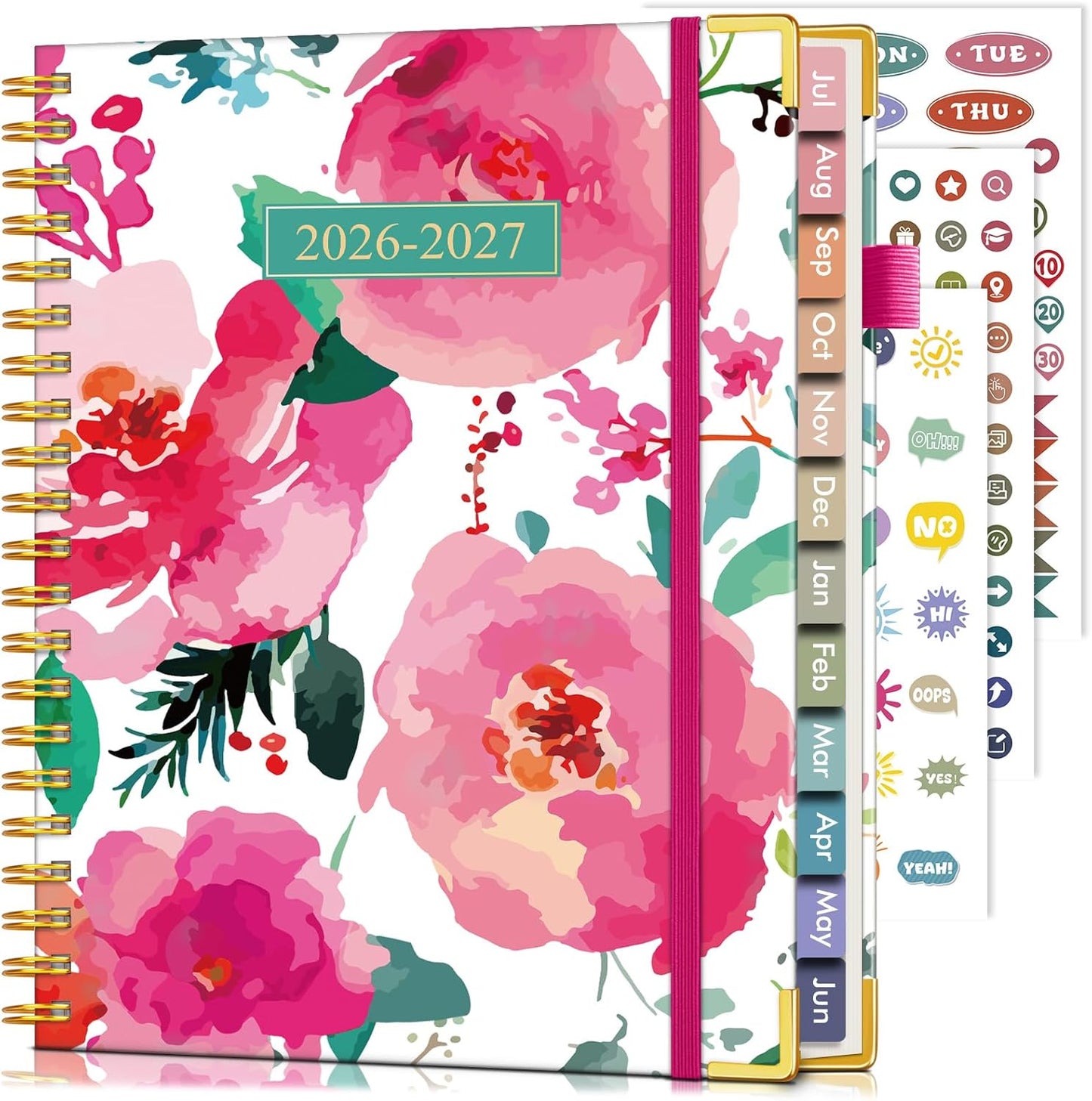 2026 Planner, Weekly and Monthly Calendar Planner from January 2026 - December 2026, 8.5" x 11" Hardcover Leather Hourly Appointment Book with Tabs, Spiral Daily Planners for School Work Home, Green