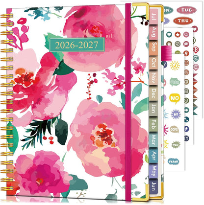2026 Planner, Weekly and Monthly Calendar Planner from January 2026 - December 2026, 8.5" x 11" Hardcover Leather Hourly Appointment Book with Tabs, Spiral Daily Planners for School Work Home, Green