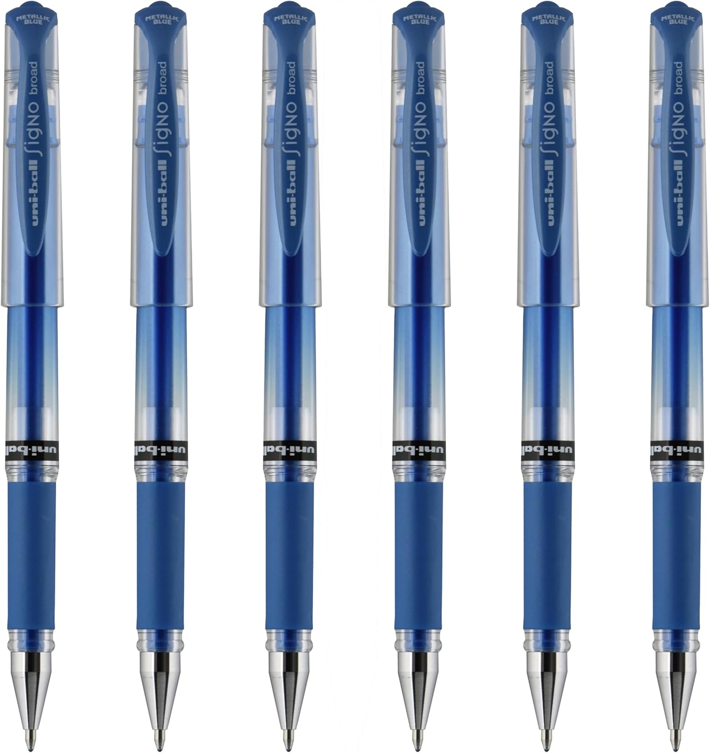 uniball Signo Gel Impact Pens, Bold Point (1.0mm), Metallic Pink Ink, 6 Pens