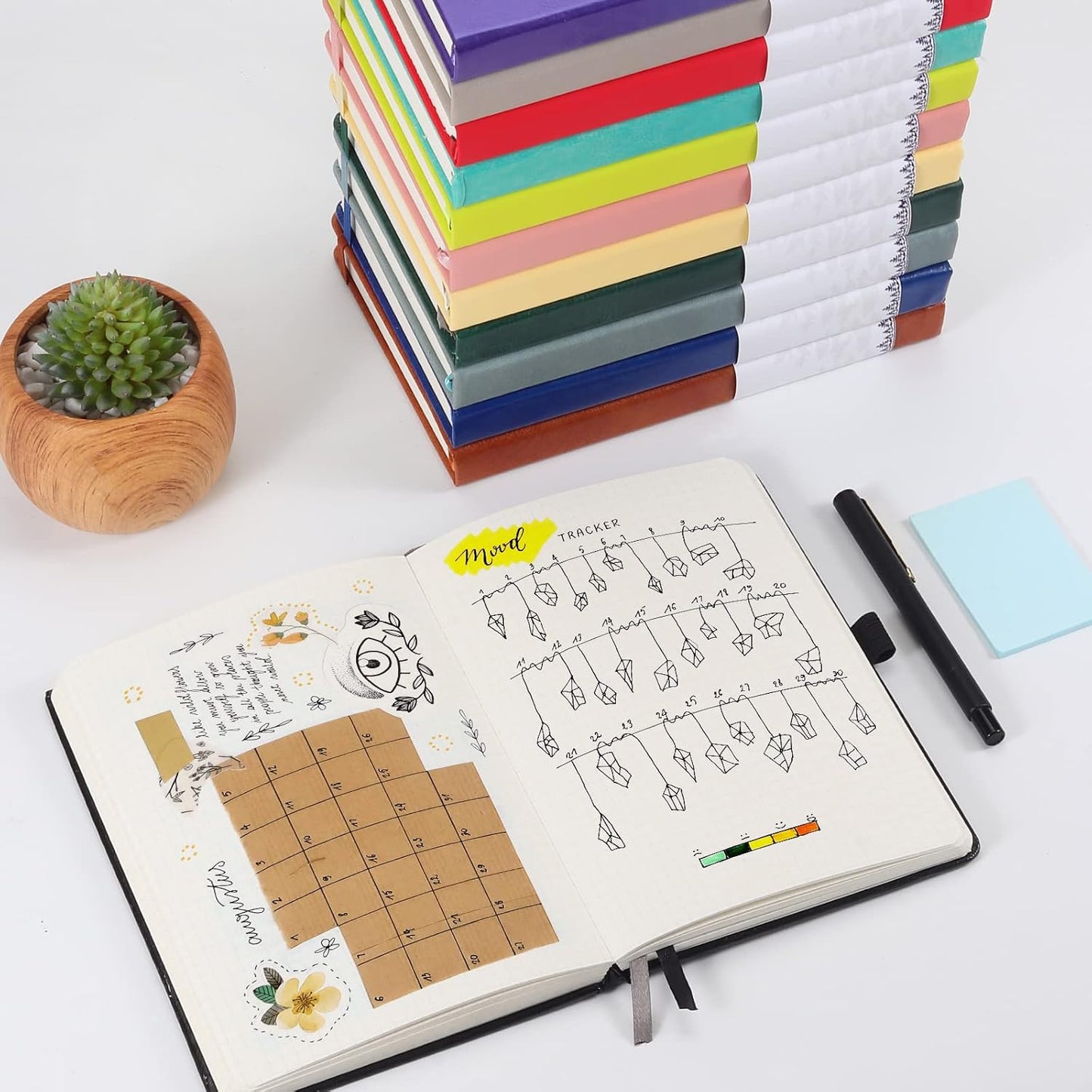 Graph Paper Notebook with 280 Pages,A5 Grid Paper Notebook/Journal,100gsm Thick Graph Leather Journal for Math Science Students,5.75'' × 8.38''-Black