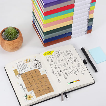 Graph Paper Notebook with 280 Pages,A5 Grid Paper Notebook/Journal,100gsm Thick Graph Leather Journal for Math Science Students,5.75'' × 8.38''-Black