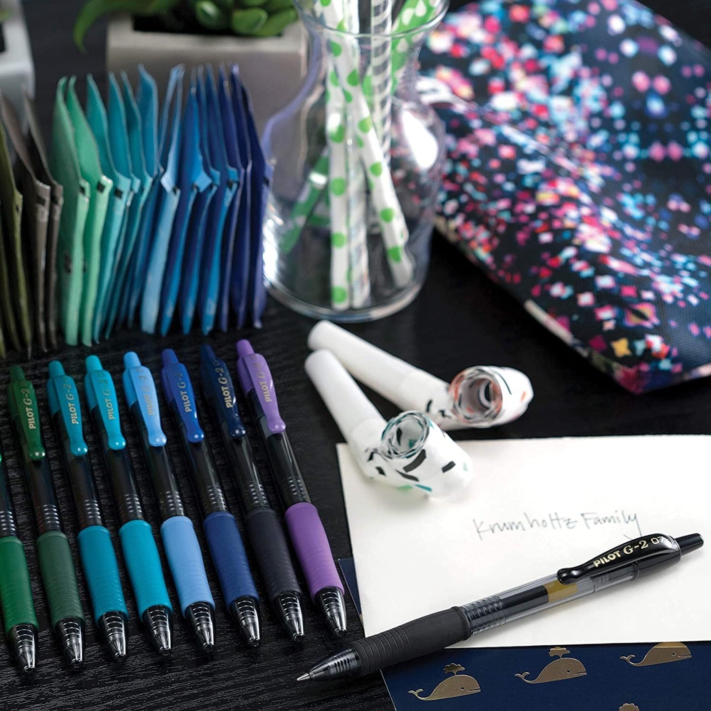 Pilot G2 Premium Refillable And Retractable Gel Ink Pens, Fine Point (0.7mm), 8 Colors, 8 Count (16606)