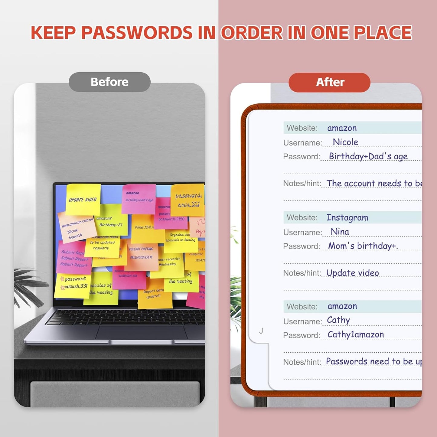 MOSA BEAR Password Keeper Book with Alphabetical Tabs，4.3"x5.7" Small Password Books for Seniors Password Notebook for Internet Website Address Log in Detail（Dark Blue）