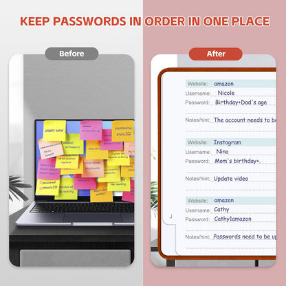 MOSA BEAR Password Keeper Book with Alphabetical Tabs，4.3"x5.7" Small Password Books for Seniors Password Notebook for Internet Website Address Log in Detail（Dark Blue）