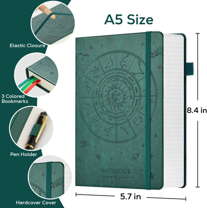 Hardcover Lined Notebook Journal for Writing, 320 Pages Leather Thick College Ruled Notebook Journal with 100GSM Paper, A5 (5.7'' X 8.4'') Daily Journal for Women Men Work Organization, Black