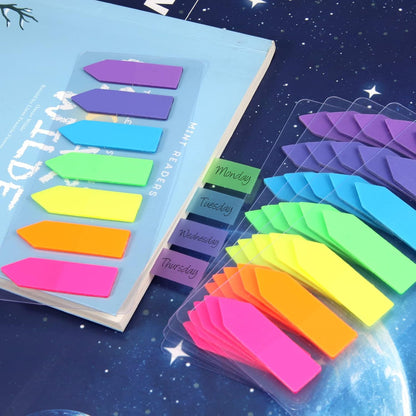 moinkerin 980 Pcs Sticky Notes Flags, 7 Color Index Tabs Index Flag Bright Colors Page Index Stickers Translucent Page Makers for Page Bookmarks