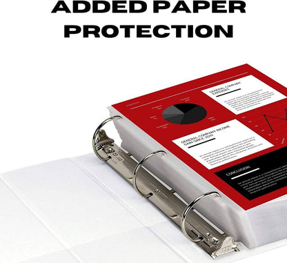 3 Ring Binder, Professional Angle D Ring Binder 5 Inch, Presentation Folder for Standard Pages 8.5 x 11 with Pockets, Crystal Clear View White (1 Pack)
