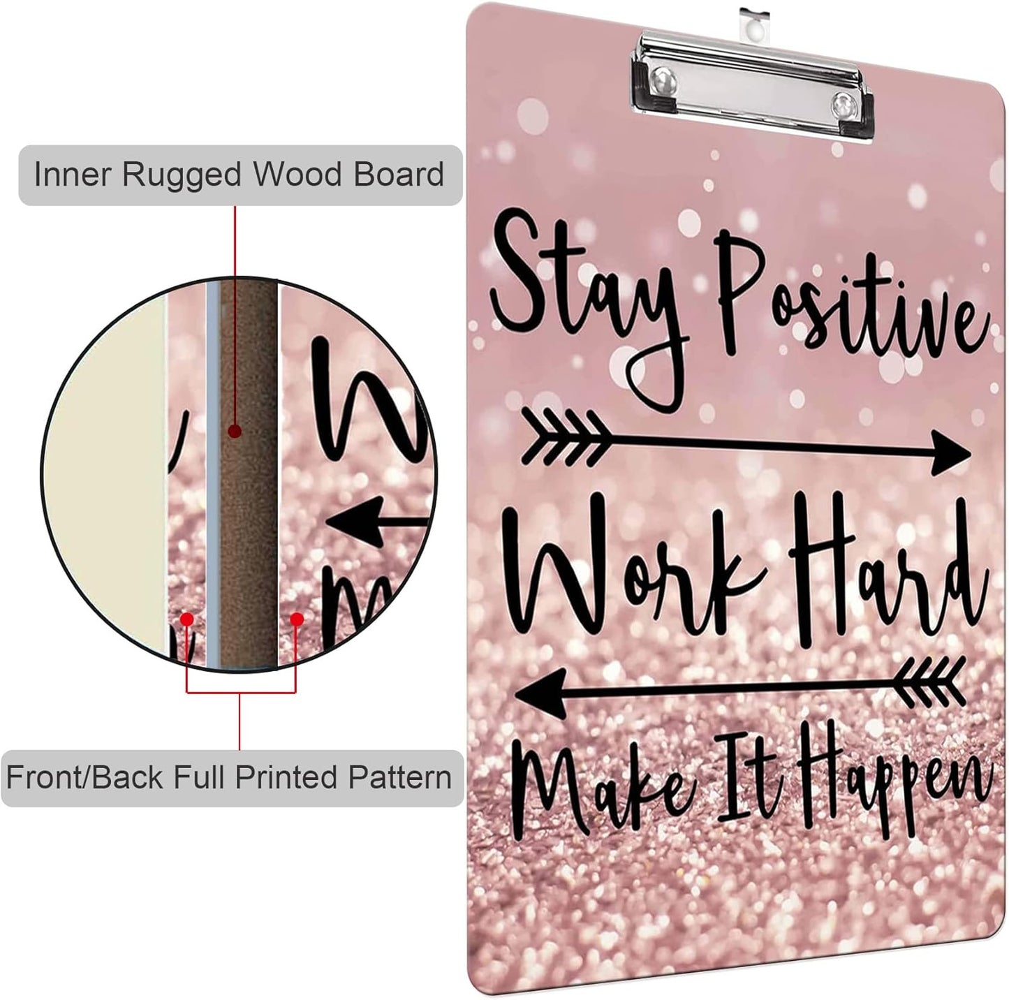 Fashion Clipboard, A4 Letter Size Wooden Decorative Clipboards for Teacher, Nurse, Doctor,Student and Kids, Cute Design for Standard Size 12.2" x 8.9" (C-Pink Purple Marble)