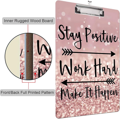 Fashion Clipboard, A4 Letter Size Wooden Decorative Clipboards for Teacher, Nurse, Doctor,Student and Kids, Cute Design for Standard Size 12.2" x 8.9" (C-Pink Purple Marble)