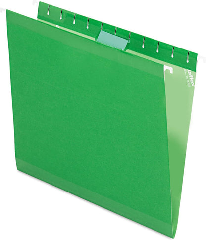 Pendaflex Reinforced Hanging File Folders, Letter Size, Bright Green, 1/5 Cut, 25/BX (4152 1/5 BGR)