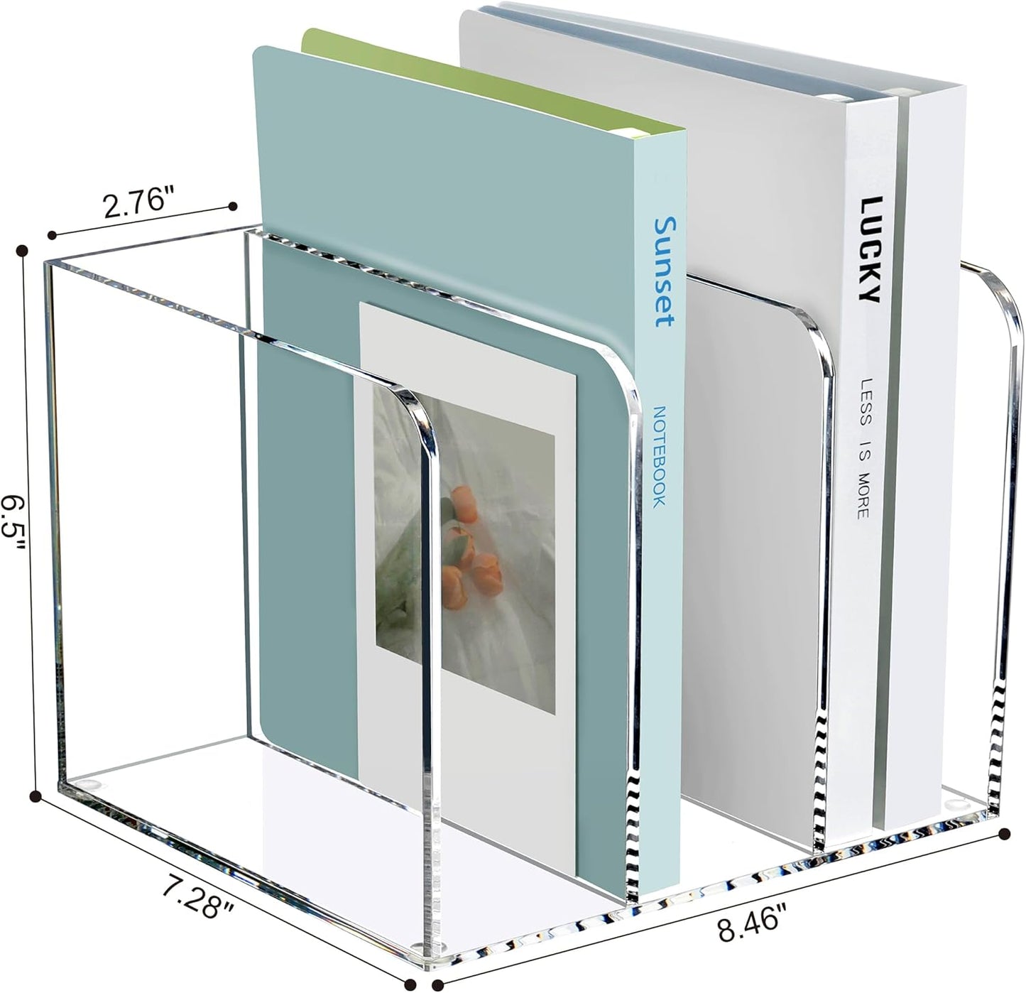 SANRUI 2-Pack Acrylic Magazine File Holder Desk Organizer Magazine Rack, Clear, Vertical File Sorter Holders, 9.45" D x 3.54" W x 10.24" H