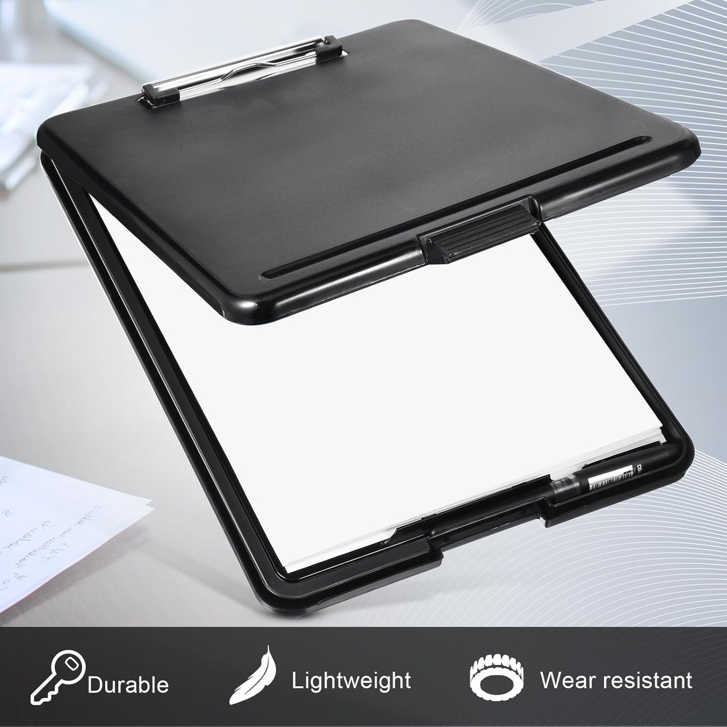 Geyee 16 Pcs Clipboard with Storage Plastic Foldable Nursing Clipboard Storage with Pen Holder 9. 5 x 13. 4 Inch Foldable Clip Board with Low Profile Clip for Student Teacher Nurse Office Supplies