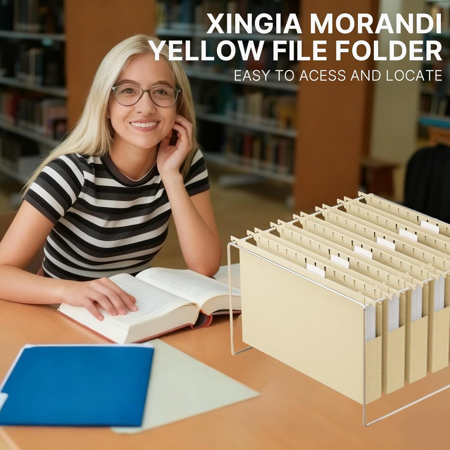 XINGIA Legal Size Hanging File Folders Extra Capacity,1'' Expansion Hanging Folders for Filing Cabinet,12 Pack Wheat Straw File Folders Hanging with Tabs,Pastel Hanging File Organizer for Office