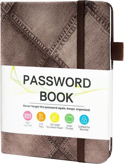 MOSA BEAR Password Keeper Book with Alphabetical Tabs，4.3"x5.7" Small Password Books for Seniors Password Notebook for Internet Website Address Log in Detail（Dark Blue）