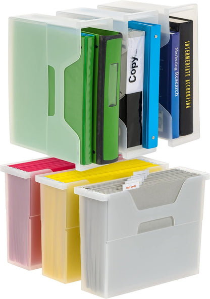IRIS USA Magazine Holder, Compact File Storage Mini File Organizer for Desk and Home Office, Personal File Organizer for Papers and Magazines, Space-Saving Storage Set 6 Pack, Black