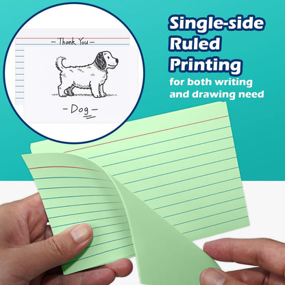 Index Cards 4x6 Lined Ruled Flash Note Cards 4" x 6", White, 100 Count, 220 GSM Heavy Weight