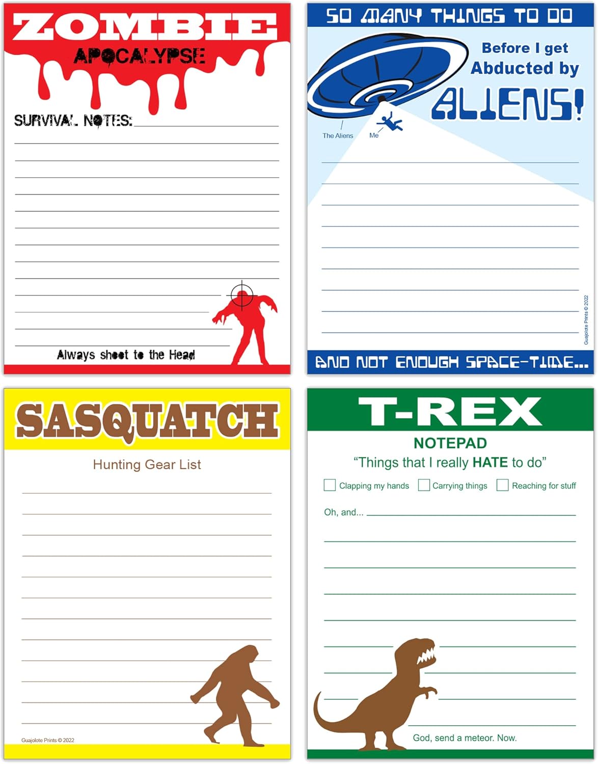 Funny Notepads (4-Pack) — Office & Work From Home Gag Gift for Coworkers or Friends — Sarcastic Desk Memo Pads — Everything Is Fine, This Is My Life Now, I Have No Idea What I’m Doing, I’m Not Even Trying Anymore