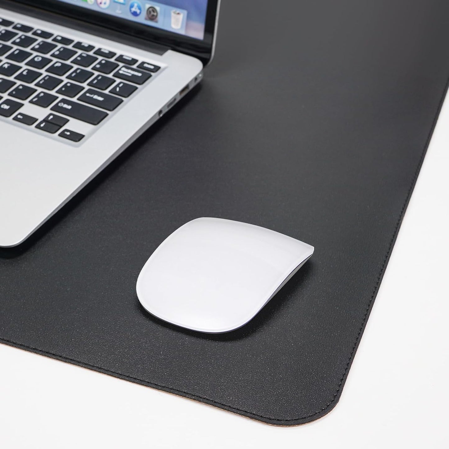 Large Desk Mat 47.2" x 17" Leather Desk Pad Protector with Natural Cork & PU Leather, Non-Slip Office Desk Mat, Large Mouse Pad, Waterproof Desk Blotter pad for Office&Home(Black)