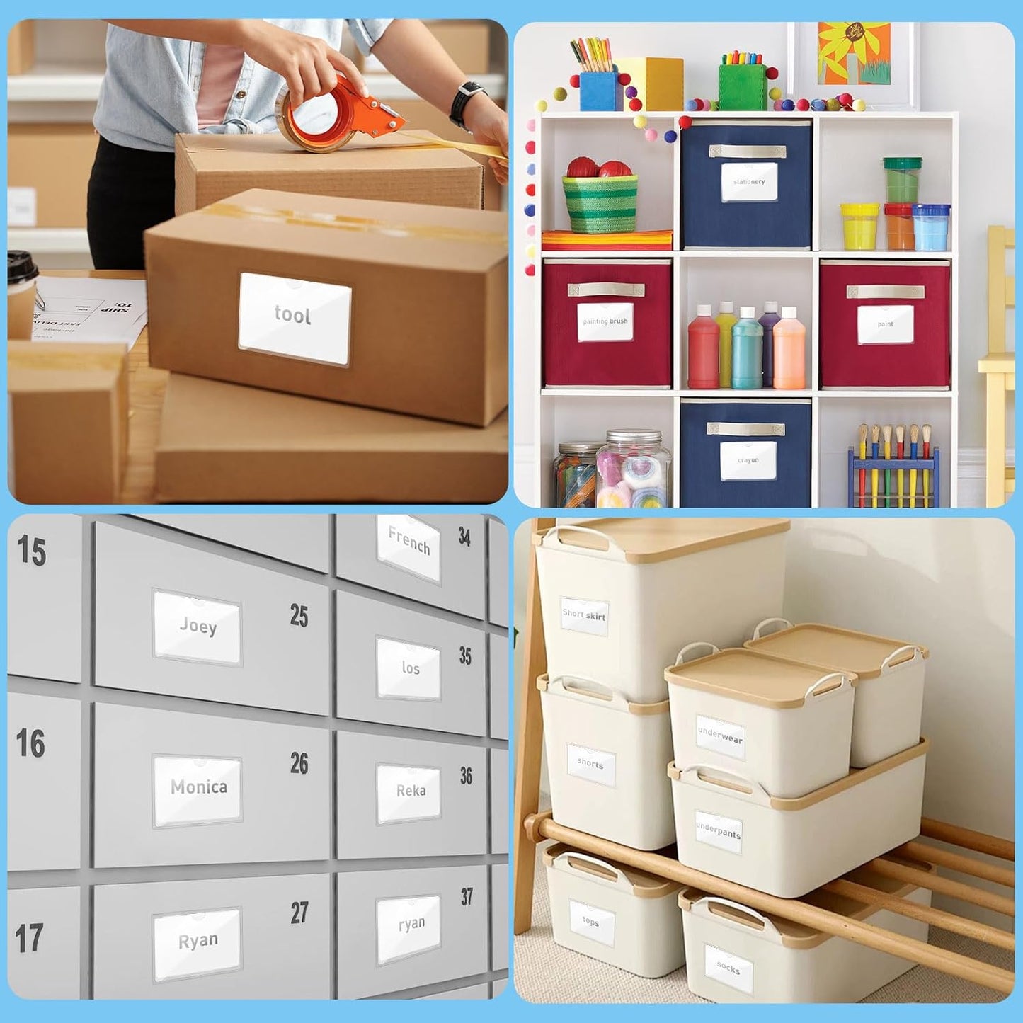 56 Pack Clear Self-Adhesive Pockets, 3" x 5" Index Card Pockets with Top Open Loading, PVC Label Holders for Organizing Storage Bins, Library Card, Drawer, and Protecting Your Cards