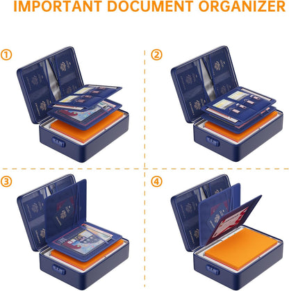 DocSafe 5200°F Document Organizer with Lock, Upgraded Heat Insulated Fireproof＆Water-Resistant Box 8 Layers File Organizer, Portable Home Travel Safe Storage for Important Documents and More