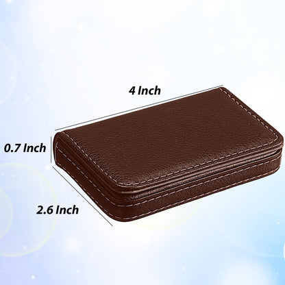 Outus 2 Pcs Business Card Holder, PU Leather Business Card Case Pocket Wallet with Magnetic Shut for Valentines Gift Adult(Black and Coffee)