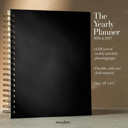 Anecdote Daily Planner w/ 2026-2027 Calendar | Start Anytime 26 Weeks Undated | 1 Page per Day | 8.5" x 5.2" | Hardcover To-Do List Organizer, Plan Your Success, Achieve Productivity Goals (Evergreen)