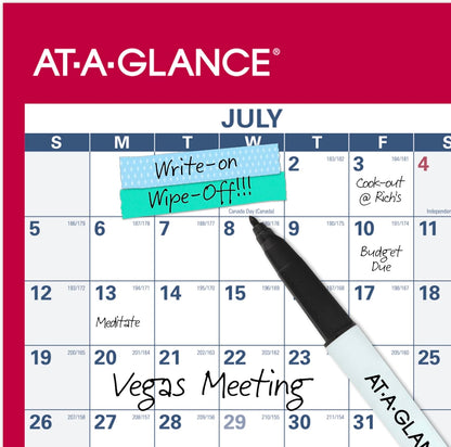 AT-A-GLANCE Dry Erase Calendar 2026-2027 Academic & Regular Year Wall Planner, 12-Month, 24" x 36", Double Sided, Vertical (PM210S28)