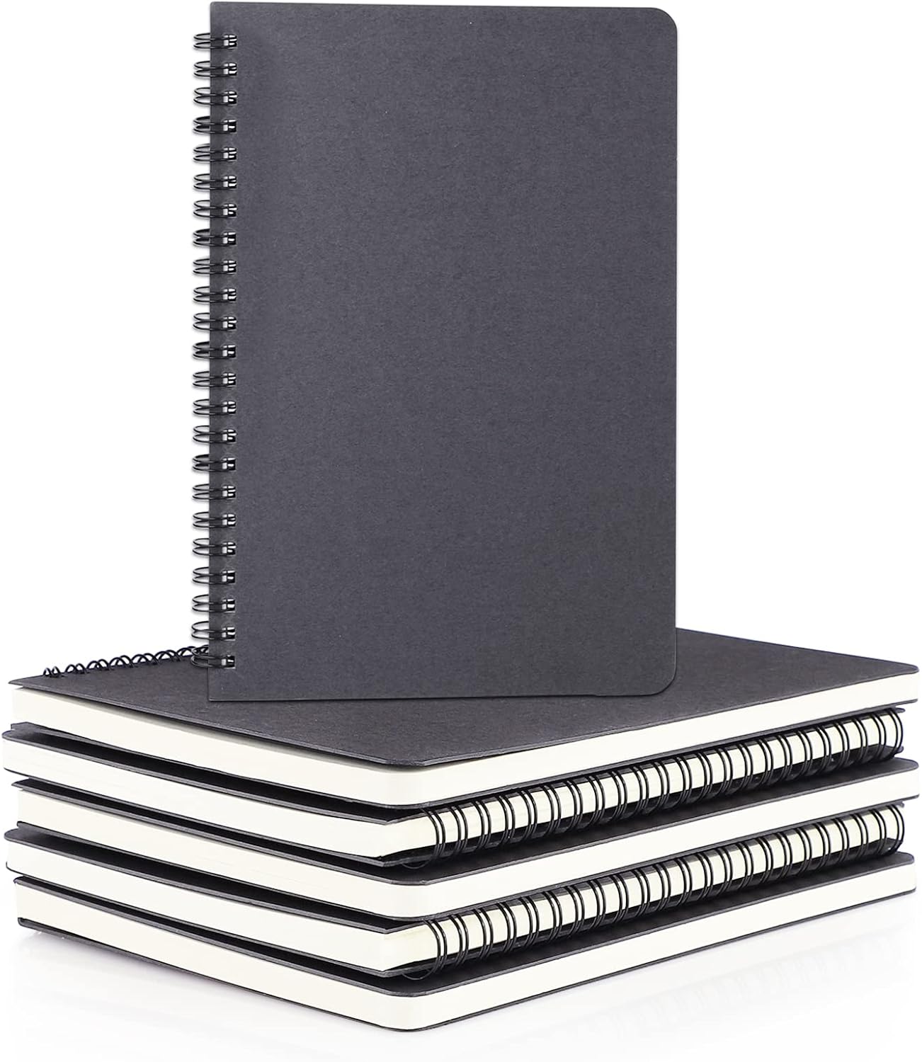 EUSOAR Spiral Notebook, A5 12packs 5.5"X8.3" 120 Pages Lined Travel Writing Notebooks Journal, Memo Notepad Sketchbook, Students College Office Business Subject Diary Ruled Book Journal-Black Cover
