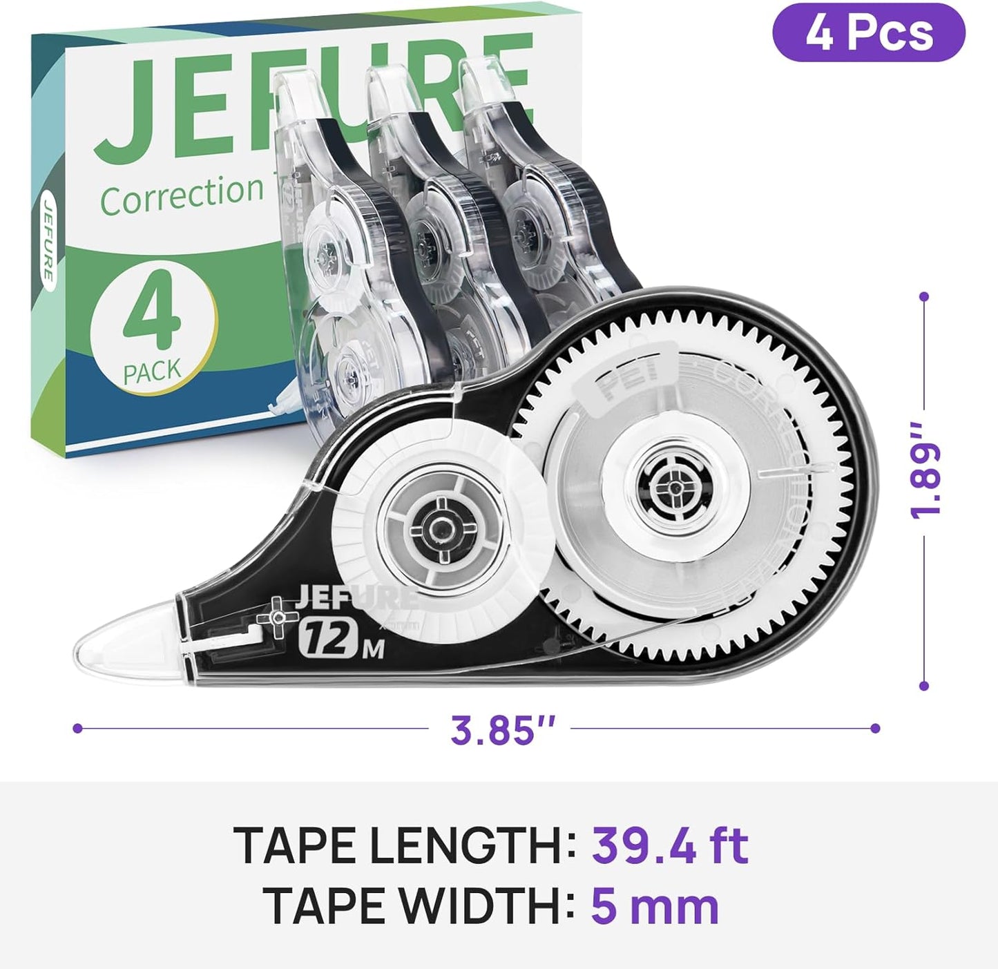 12 Pcs Correction Tape, 39.37 Ft White Wrong Out Tear-Resistant Bulk, Instant Corrections Easy to Use Applicator for School, Office, Note Taking, Journal (Tape Width 0.2 in，Clear)