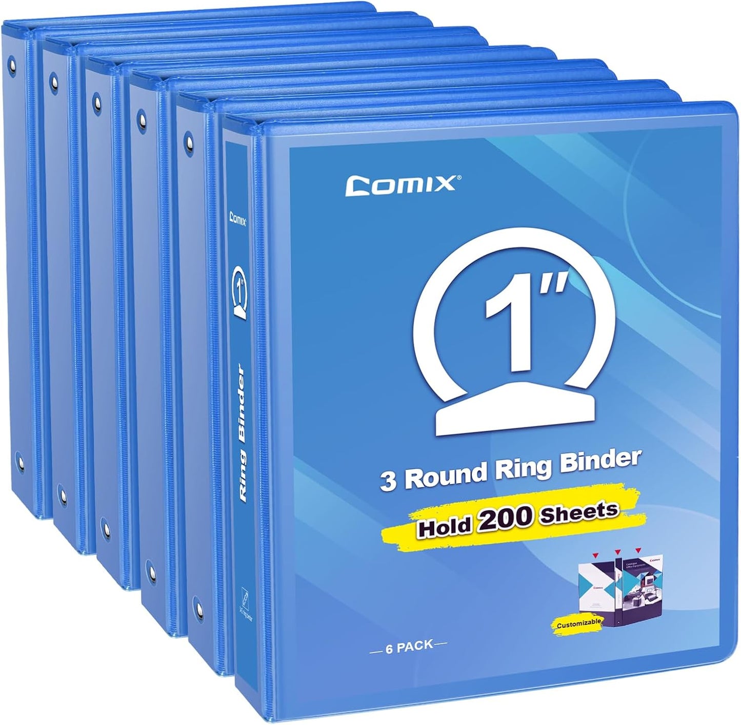 COMIX 3 Ring Binder 2 inch with Clear View Cover, 2" View Binder Holds 450 Sheets of US Letter Size Paper, 6 Pack (Green)