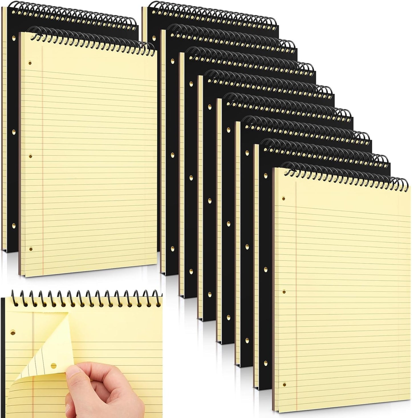 MotiMind 10 Pack 8.5" x 11" Top Spiral Notebook with 3 Hole Punched Morandi Colors Legal Pads College Ruled Notepad 50 Sheets Hard Cardboard Paper Wirebound Notepad for Office School Business