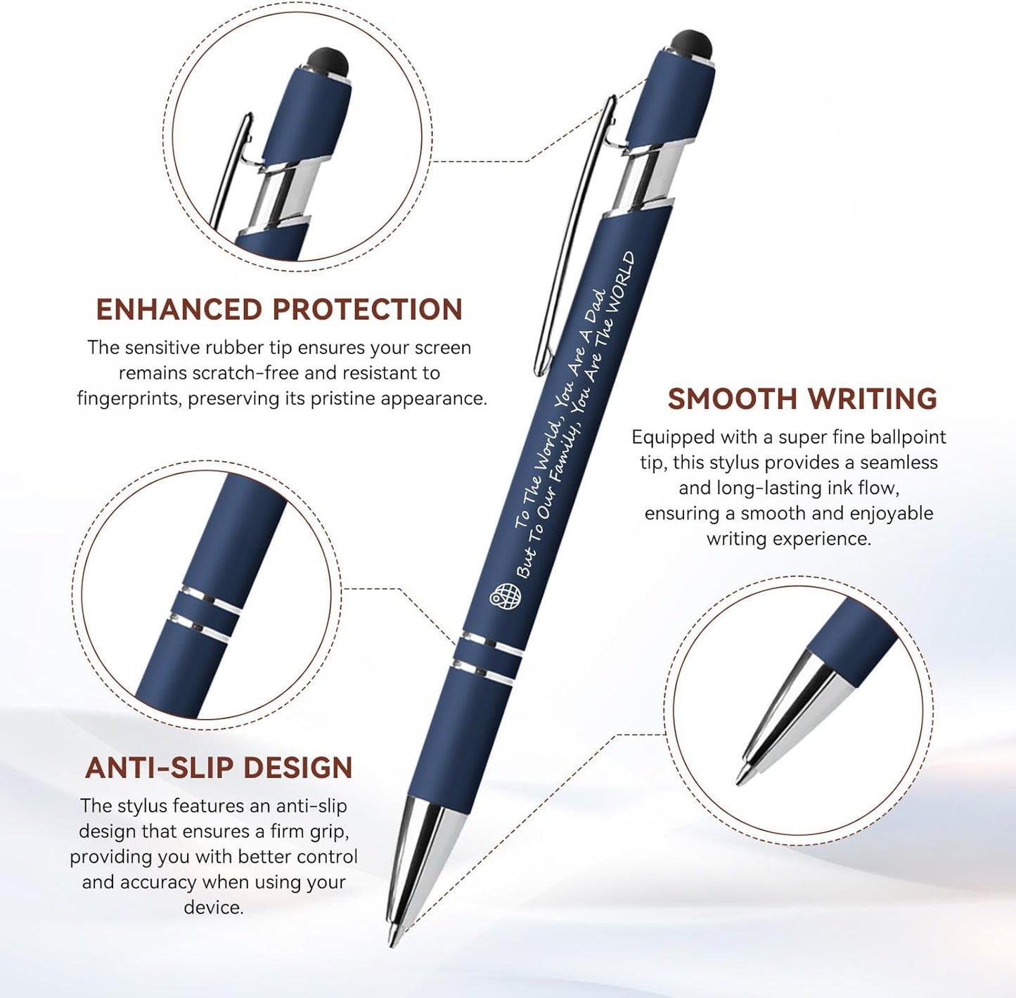 Father's Day Pen Set Gift Box - 12 Pack Black Ink Ballpoint Pens with Inspirational Quotes Fun Novelty Pens Perfect Birthday Retirement Gift for Dad Papa Father