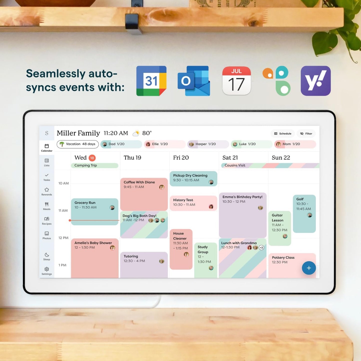 Skylight Calendar Max: 27-Inch Smart Digital Calendar & Chore Chart, Family Organizer with Interactive Touchscreen Display – Wall Mountable in Portrait or Landscape, Classic White Frame