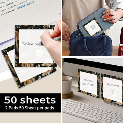 Sticky Notes 3x3 Inch, 2 Pads Cute Self-Stick Note Pads, Strong Adhesive Notepads for Office, Home, School, Organization and Reminders Watercolor Wildflowers