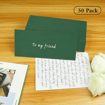 50 Pack #10 Business Envelopes, Sage Green Standard Envelopes Self Seal, Letter Size Mailing Envelopes for Checks Letters Invoices Statements Birthday Graduation Wedding, 4 1/8 x 9 1/2 Inch