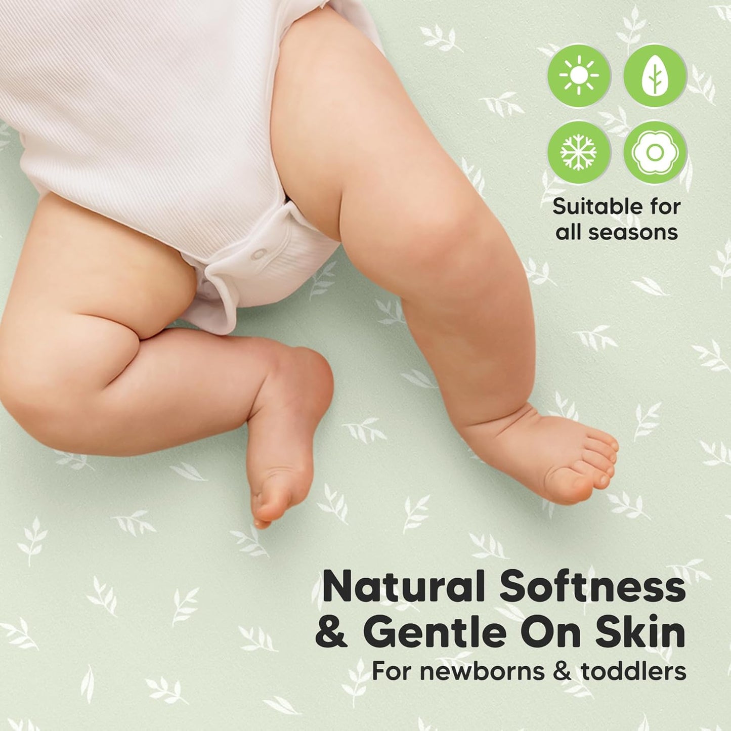 2-Pack Waterproof Crib Sheets for Boys, Girls - 52x28 Fitted Organic Cotton Baby Crib Sheets, Toddler Mattress Protector Cover, Washable, Soft & Durable Baby Bedding Essentials(Pine Grove)